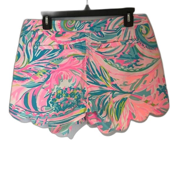 Lilly Pulitzer Buttercup Stretch Shorts Size 4 Scalloped Hem Carnival Coral - Picture 10 of 10